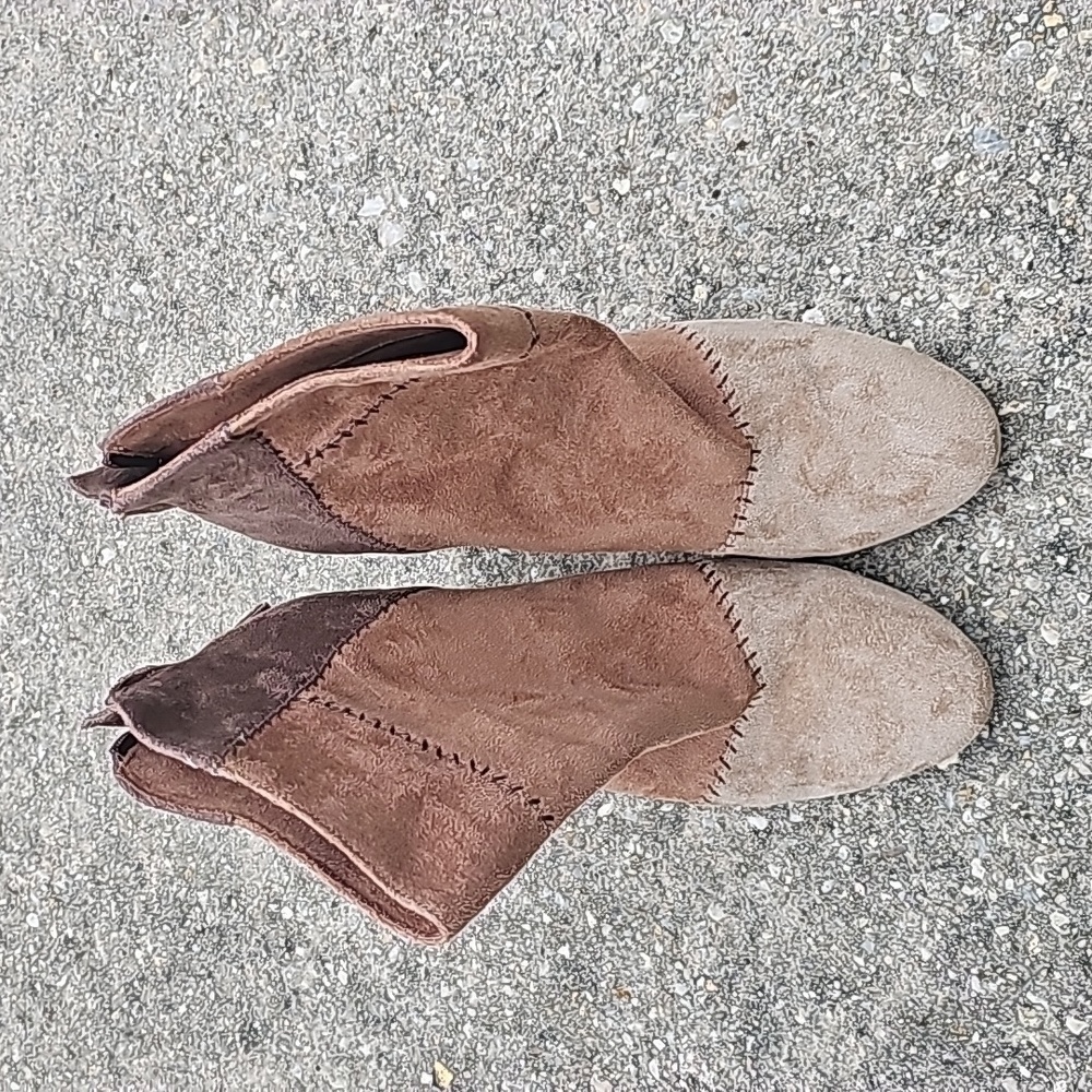 Joie Suede Colorblock Pattern Patchwork Heeled Bo… - image 2